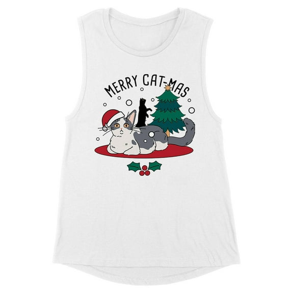 Merry Catmas Women's Muscle Tank Large White