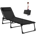 thumbnail image 1 of Black Outdoor Folding Lounge Chair - Adjustable Chaise for Patio, Beach & Camping - Steel Frame, Breathable Mesh, 74" L, 1 of 7