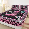 thumbnail image 4 of Homewish Leopard Cowgirl Boots Print Bed Sheets,Bowknot Cactus Daisy Floral Full Size Sheets,4 Pieces,1 Flat Sheet, 1 Fitted Sheet and 2 Pillowcases, 4 of 6