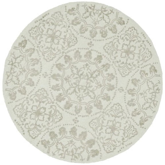 SAFAVIEH Martha Stewart Teraza Stucco Geometric Cotton Area Rug, Shale, 6' x 6' Round