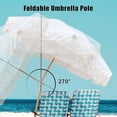 thumbnail image 3 of White Fringe 7' Boho Beach Umbrella, UPF 50+ Waterproof, Adjustable Tilt, Beechwood Pole, 3 of 7