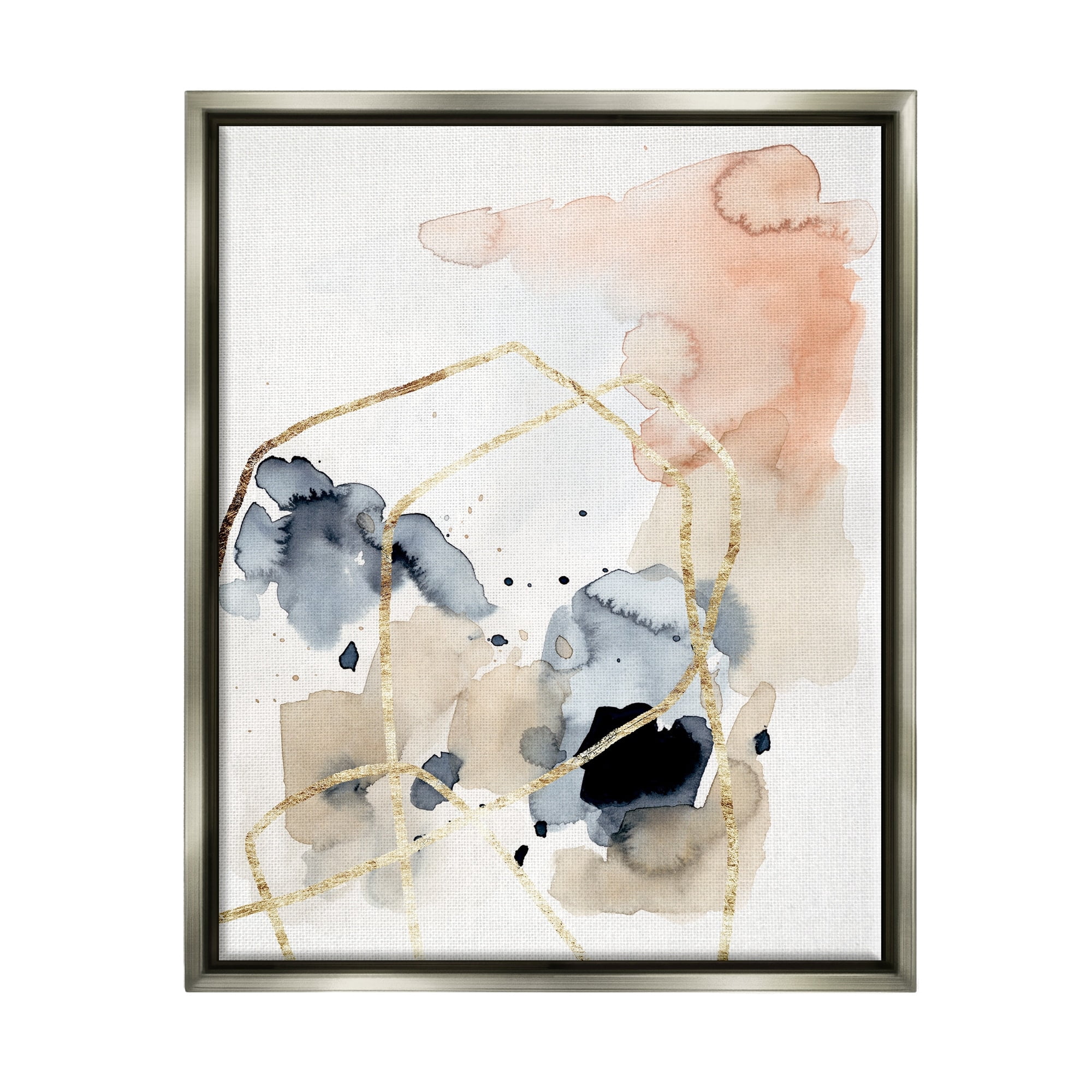 Stupell Industries Abstracted Musical Beats Boho Inspired Design Luster Gray Framed Floating Canvas Wall Art, 24x30, by Victoria Barnes