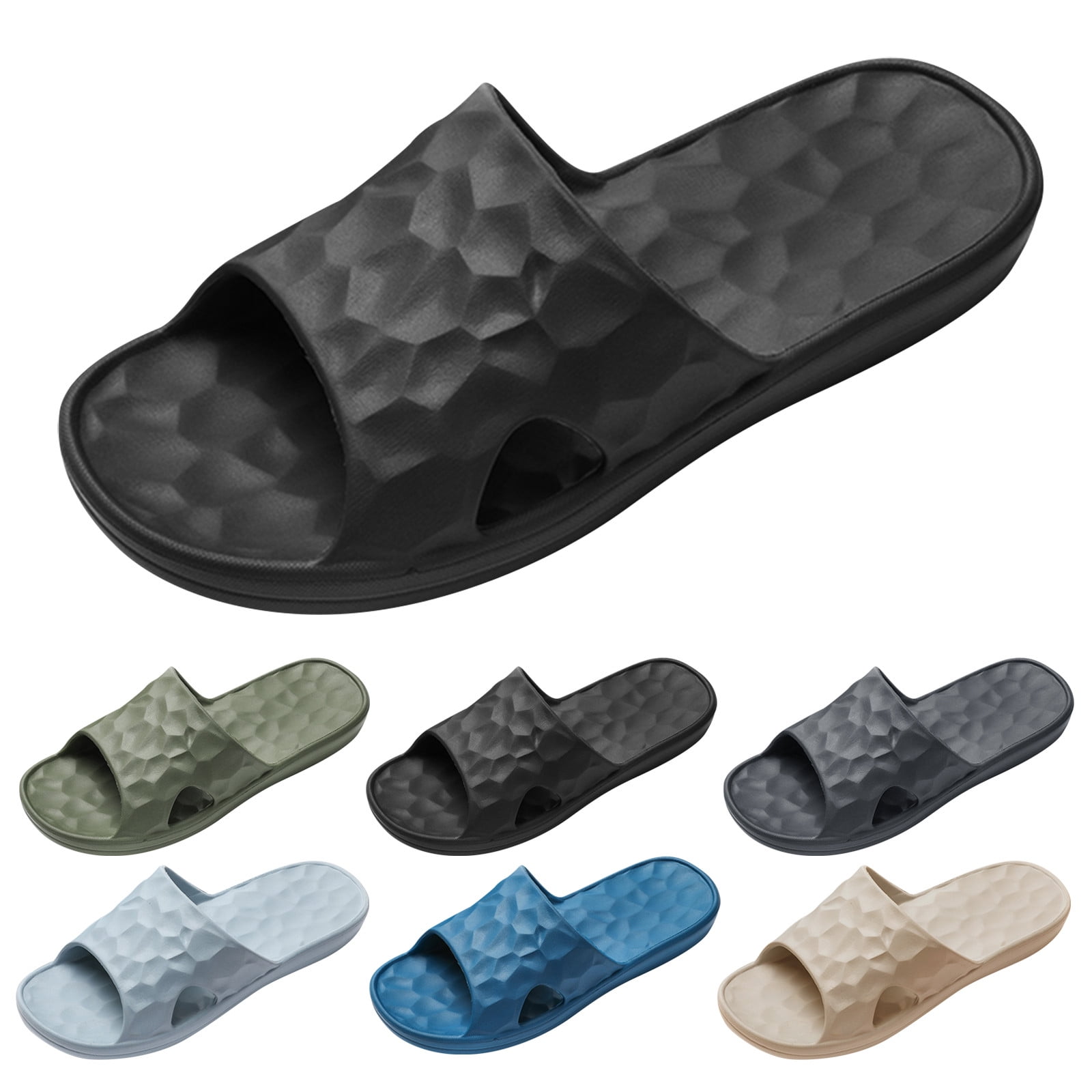 Ketyyh-chn99 Men's Slippers Slide Slippers Open Toe House Slippers Comfy Indoor House Spring Summer Anti-Slip Slippers Black,11