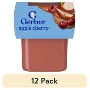 (12 pack) Gerber 2nd Foods Natural for Baby Baby Food, Apple Cherry, 4 oz Tubs (2 Pack)