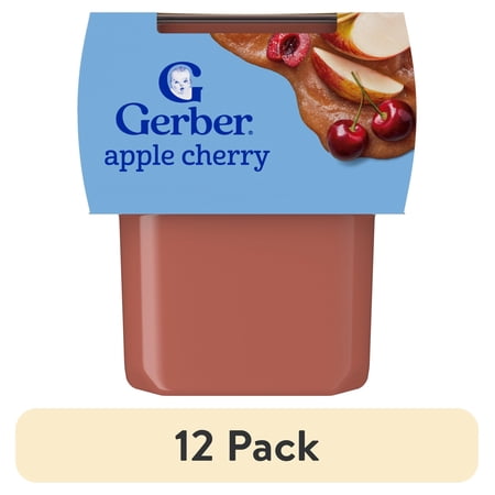 (12 pack) Gerber 2nd Foods Natural for Baby Baby Food, Apple Cherry, 4 oz Tubs (2 Pack)