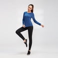 thumbnail image 3 of Women Workout Shirts Womens Tops Autumn and Winter Plus Velvet Long-Sleeved Yoga Fitness Running Sports Training Clothes Slim Quick-Drying Stretch Top Womens T-Shirts, 3 of 7