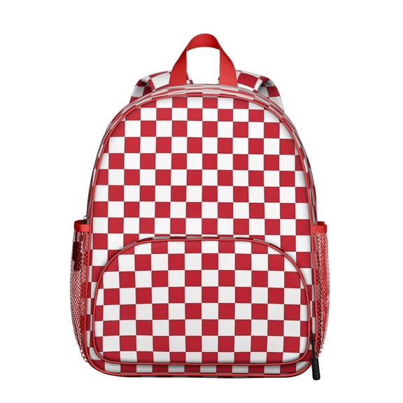 White Red Checkered Backpack Backpack for School,Cute School Bag,Schoolbag with Adjustable Shoulder Straps & Padded Back,13.8"x11.4"x6"