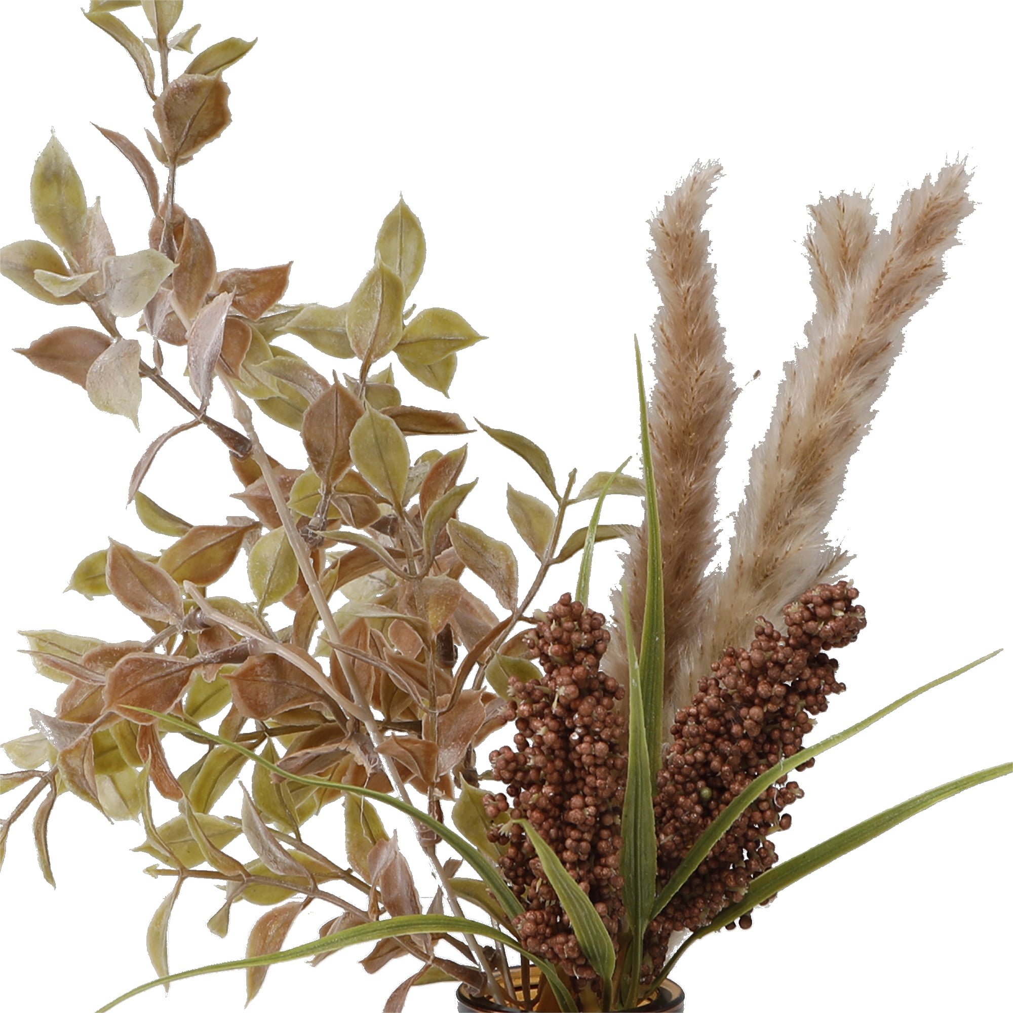 Home Decor Collection 13.8" Artificial Fall Floral Arrangement in Brown Glass Vase Made for Table Top - 0.6 lb