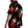 thumbnail image 3 of Seven Starred Ladybird Men's Short Sleeve Beach Shirts Poplin Spread Collar Tops Casual Printed Button Down Summer Unisex, 3 of 6