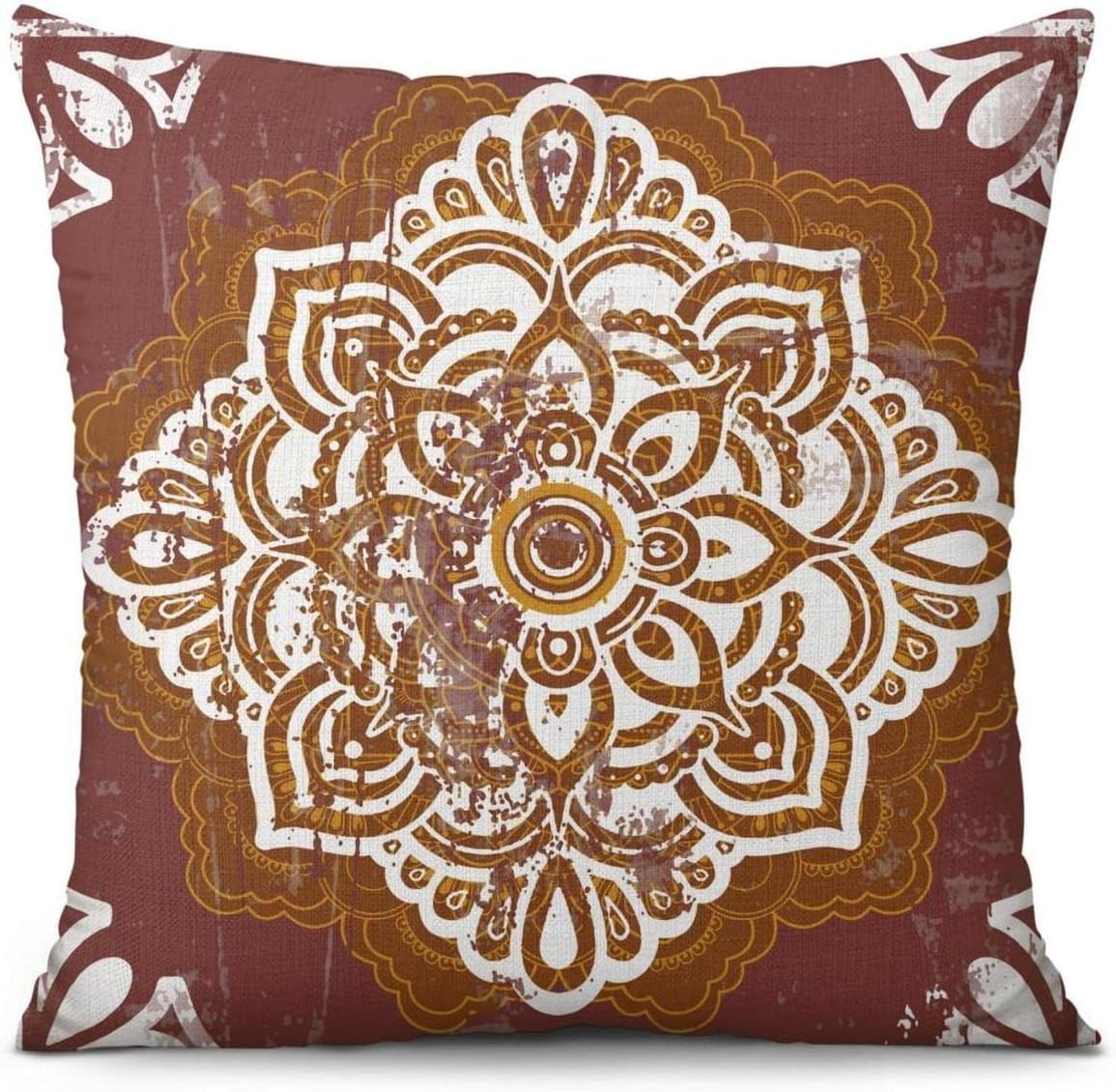 Boho Dahlia Rust Pillow Covers One Set 18x18 Oil Painting Retro