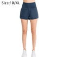 thumbnail image 2 of Pantalones cortos para correr para mujer, para entrenamiento, atletismo, gimnasio, yoga, con bolsillos para teléfono, azul, 10/XL,:;:;, 2 of 7