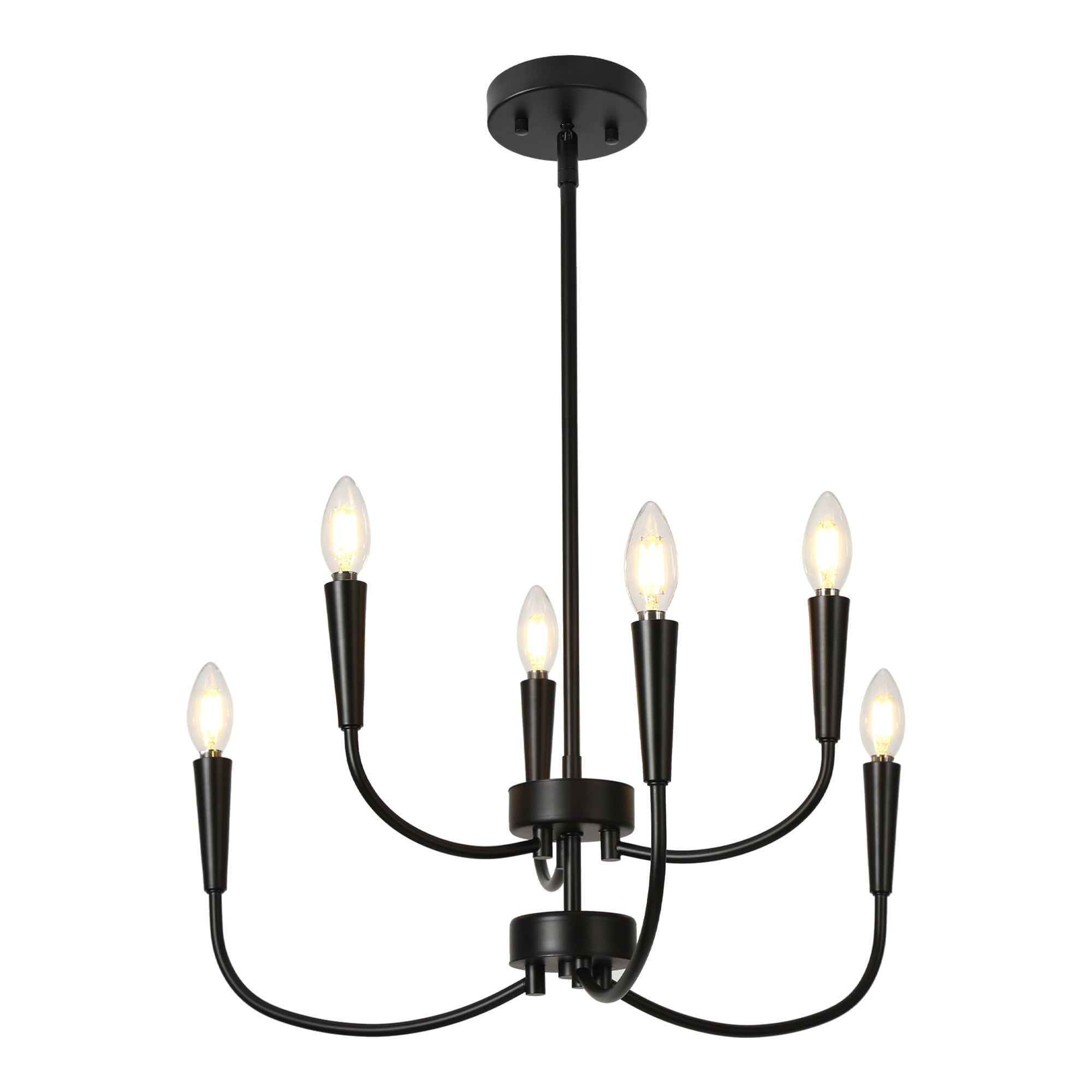 LNC Trucatinon 6 -Light Matte Black Metal Chandelier
