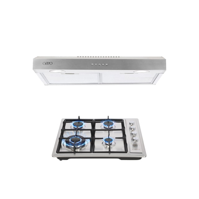 Combo Thory 75 ODIPO Parrilla 60 cm Acero Inoxidable y Campana Slim Acero Inox 75 Cm Campana Pared y Parrilla Empotrable Gas
