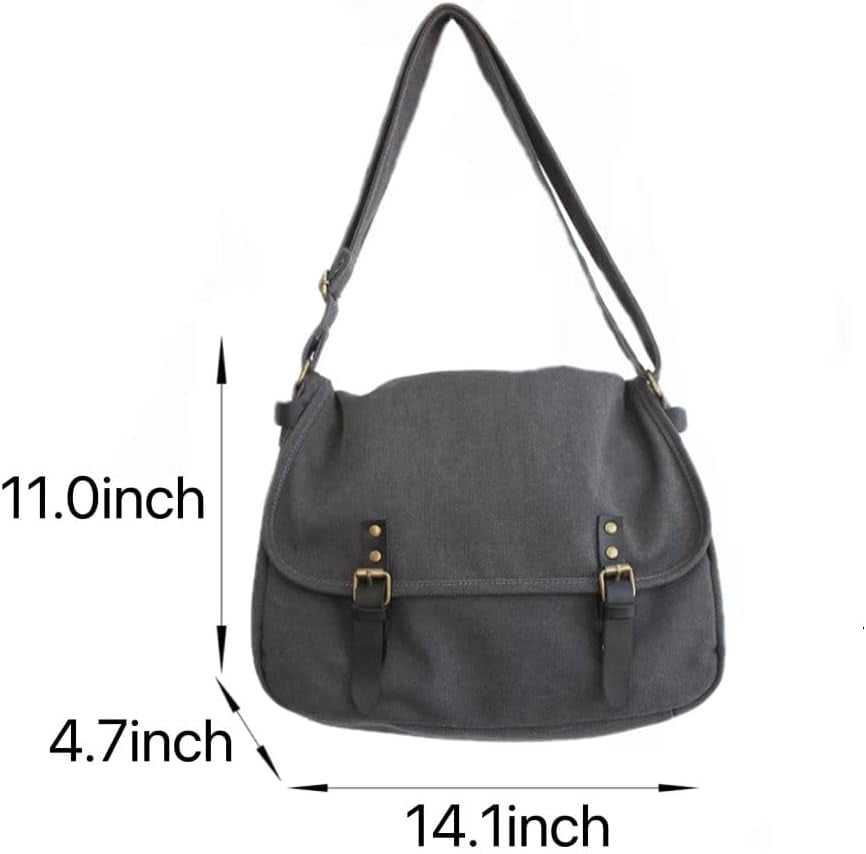 LinYooLi Canvas Messenger Bag for Men Women Y2k Vintage Crossbody Travel Satchel Shoulder Bag Hobo Grunge Hippie Laptop Bag