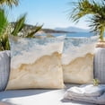 thumbnail image 4 of Abstract Beach Ocean Outdoor Pillow Covers Pack of 2 Summer Coastal Sea Waves Beige Gradient Waterproof Throw Pillow Covers Decorative Cushion Cases for Patio Garden Tent Balcony Couch 18x18 inch, 4 of 8