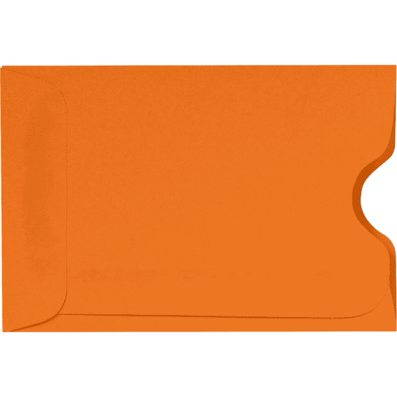 LUXPaper Credit Card & Gift Cards Sleeves, 80 lb, Mandarin Orange, 50 Pack, Size 2 3/8 x 3 1/2