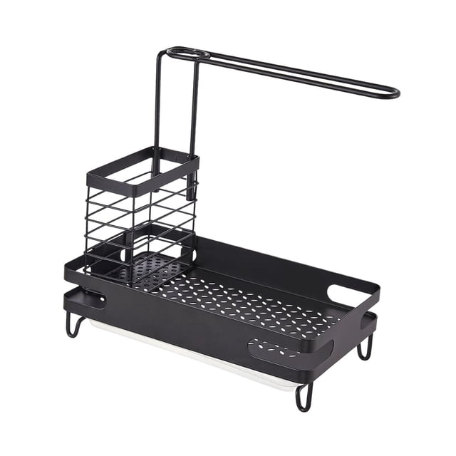 Soporte de esponja para fregadero de cocina perfecl organizador de fregadero de metal rejilla de drenaje Negro