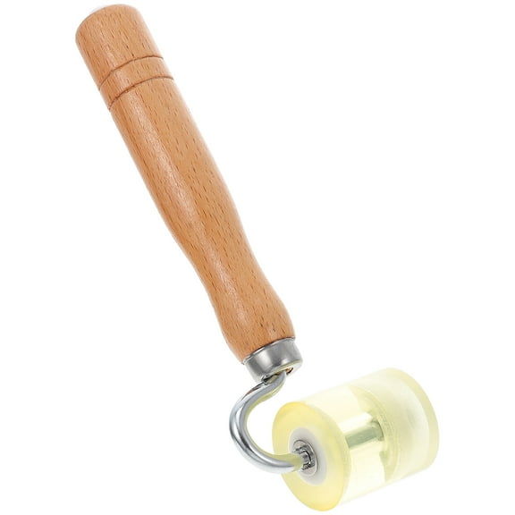 SEWACC 1Pc Rubber Seam Roller with Wood Handle for Decoration and Seam Pressing 18.5X4Cm