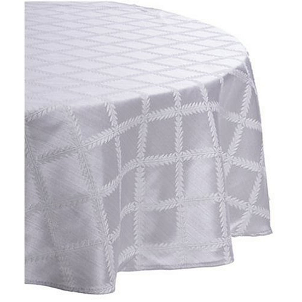 Lenox Laurel Leaf Oval 70" X 86" Tablecloth Platinum