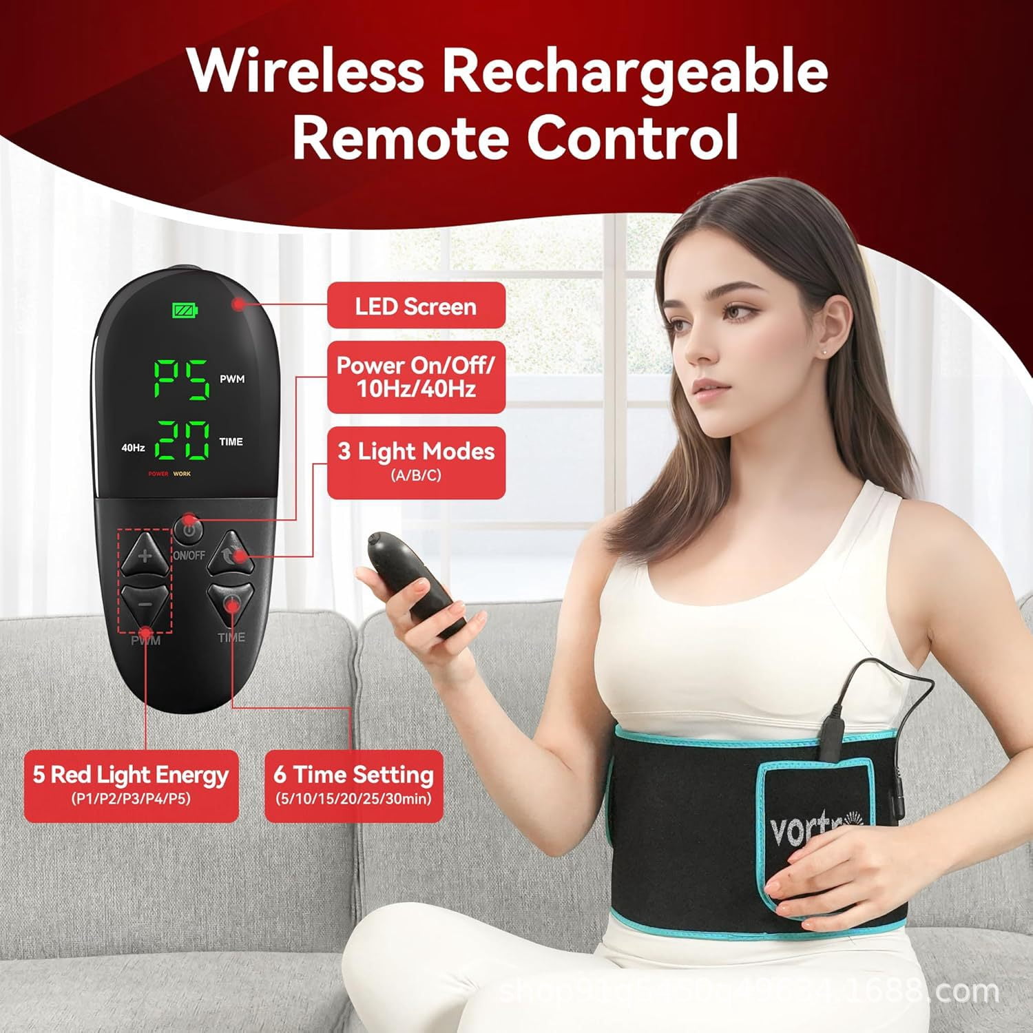 Ergonomic Red Light Wrap for Soothing Warmth, Contoured Wellness Belt for At-Home Relaxation, Uniquely Shaped for Shoulders, Back, and Legs