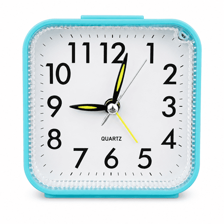 Small Battery Operated Analog Alarm Clock, Travel Clock,Slient Bedside Clocks for Bedrooms Bathroom Shelf Desk,Blue