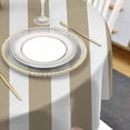 thumbnail image 4 of Beige Striped Round Tablecloth 60 Inch - Waterproof Fabric Table Cloth Protector, Modern Farmhouse Beige White Stripes Tablecloths Washable Table Cover for Kitchen Banquet Coffee Table, 4 of 6