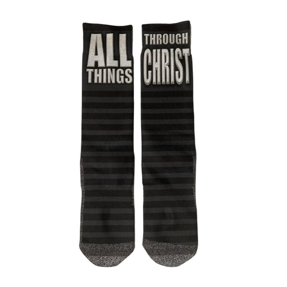 BibleSocks Philippians 4:13 All Things Through Christ Crew Socks for Men with Scripture - Moisture-Wicking, Christmas Gift