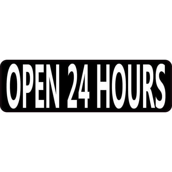 10in x 3in Open 24 Hours Sticker Vinyl Decal Business Door Sign Stickers