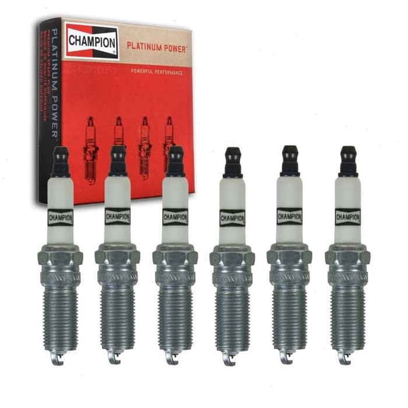 6 pc Champion Platinum Spark Plugs compatible with Ford Transit-350 HD 3.7L V6 2015-2019