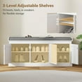 thumbnail image 3 of Kadyn Ottoman Bench with Woven Rattan Doors, Cushion and Adjustable Shelves, Upholstered Bench for Entryway, Hallway, White, 3 of 6