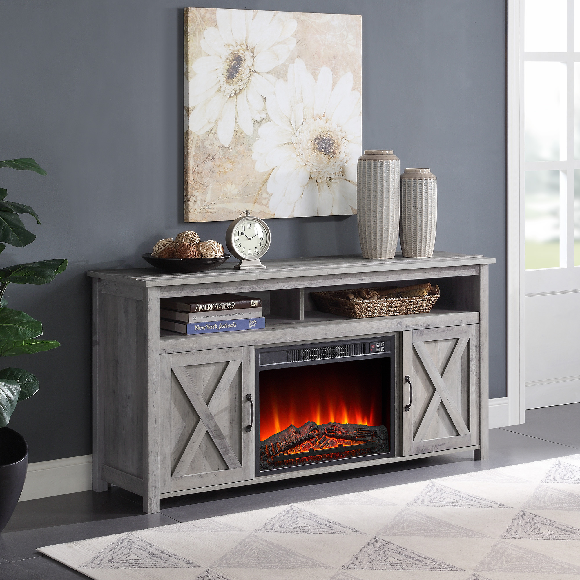 BELLEZE TV Stand Console Electric Fireplace With Remote Control, 48" or