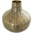 thumbnail image 6 of DecMode 13" Wide Snakeskin Inspired Brass Metal Vase with Dimensional Wavy Accents, 6 of 9