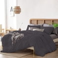 thumbnail image 3 of 1 Pcs Duvet Cover 100% Egyptian Cotton 1000 Thread Count with Zipper Closure & Corner Ties - Super King Plus Size (120" x 120") Inch, Dark Grey Stripe, 3 of 5