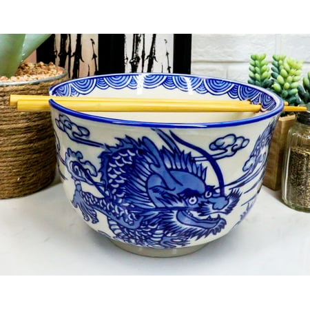 

Ebros Ming Dragon Ramen Soup Bowl With Built In Chopsticks Rest & Chopstick