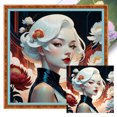 thumbnail image 1 of (14CTABB-861__C__40X40) Hilo algodón ecológico bordado 14CT 2 hebras impresión 40*40cm kit serie personajes punto cruz belleza pelo plateado, 1 of 9