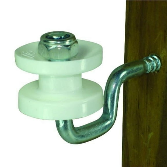 Wood Post, Screw in Corner Insulator - Polyrope, White