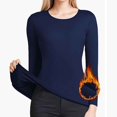 thumbnail image 2 of Thermal Undershirt for Women Long Sleeve Stretch Shirts Solid Color Round Neck Pullover Lined T Shirt Base Layer Tops Thermal Warm Soft Innerwear Everyday Comfort Women's Thermal Underwear, 2 of 4