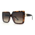 thumbnail image 1 of Womens Exposed Half Rim Square Butterfly 90s Designer Sunglasses Tortoise Brown, 1 of 4