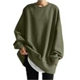 thumbnail image 2 of Women's Loose Casual Pullover Solid Color Sweatshirt, Simple Fall Winter Fashion with Comfort Fit and Soft Material for Everyday Use and Layering,Army Green,L, 2 of 6