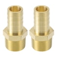 thumbnail image 1 of Accesorios de manguera de latón 3/4" Conector de barbilla recta con rosca macho 3/4" NPT para aire, agua, aceite, gas, combustible, 2 piezas tono dorado, 1 of 6