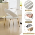 thumbnail image 4 of Set of 1 Velvet Fabric Dining Chairs with Curved Backrest and Golden Metal Legs for Kitchen or Dining Room (White), 4 of 11
