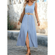 thumbnail image 5 of Vestidos de Verano para Mujer 2025, Sin Mangas, Abotonados, Cintura Baja, Informales, Corte A, Vestido Midi, Vestido de Verano, Azul , Talla M, 5 of 7