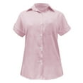 thumbnail image 5 of Clothing 2025 Womens Casual Short Sleeve Button Down Shirts Summer Plain Top Blouses with Pockets Womens Short Sleeve Button Down Shirts Official Collar Blouse Basic Simple Dress Shirt, 5 of 6