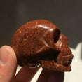 thumbnail image 6 of K-KED 2Pcs Natural Sandstone Quartz Skeleton Skull Carved Crystal Reiki Goldstone Gift, 6 of 8