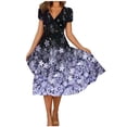 thumbnail image 4 of Jusqu'à 65 % de Réduction! Robes de Mode d'Été pour Femmes 2024 Grande Taille Décontractée Imprimée avec Poche Robe à Manches Courtes Col en V, 4 of 6