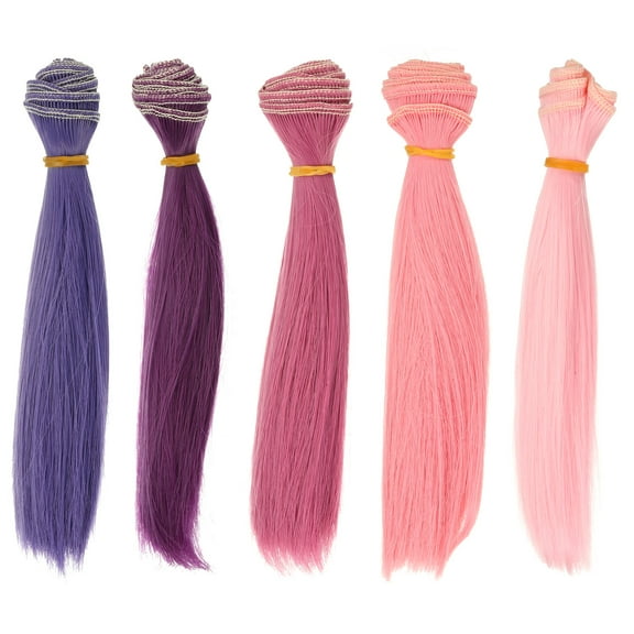 Uxcell 15cm Doll Hair Wefts, 5Pcs Synthetic Straight Hair Doll Wigs, Multicolor 8