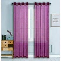 WPM Burgundy Sheer Window Curtain Panels for Bedroom, Kitchen, Kids Room- Solid Semi Voile Drapes Grommet Living Room Panels. 54 inch wide x 84 inch long, Set of 2