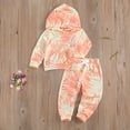 thumbnail image 4 of Bagilaanoe Toddler Baby Girl Long Pants Set Tie Dye Print Long Sleeve Hoodies Pullover Tops + Sweatpants 12M 18M 24M 3T 4T 5T 6T Kids Casual Sweatsuits, 4 of 8