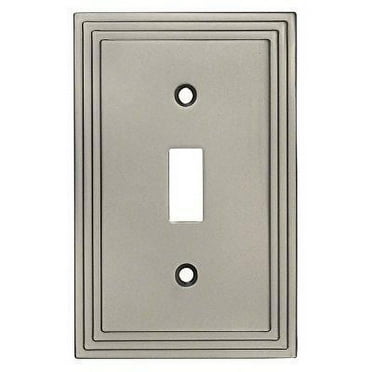 Cosmas Satin Nickel Single Toggle/Duplex Combo Wall Plate - Electrical Outlet Cover, Heavy Duty Metal