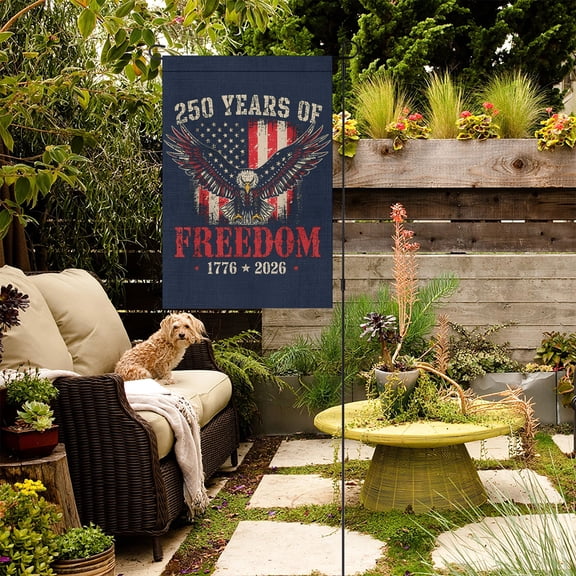 250 Years of Freedom Eagle Garden Flag 1776-2026, Patriotic US Flag Burlap Yard Flag for Outdoor Decor